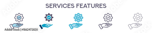 Service Features Element For Design Graphic - Multi Styles. Vector Illustration Of Two Colored And Black. Multiple Icons Designs Can Be Used For Mobile, Ui, Web 