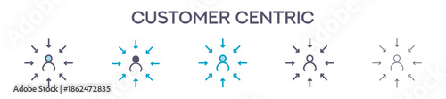 Customer Centric Element For Design Graphic - Multi Styles. Vector Illustration Of Two Colored And Black. Multiple Icons Designs Can Be Used For Mobile, Ui, Web 