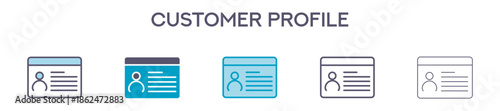 Customer Profile Element For Design Graphic - Multi Styles. Vector Illustration Of Two Colored And Black. Multiple Icons Designs Can Be Used For Mobile, Ui, Web 