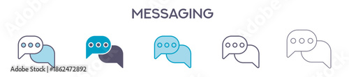 Messaging Element For Design Graphic - Multi Styles. Vector Illustration Of Two Colored And Black. Multiple Icons Designs Can Be Used For Mobile, Ui, Web 