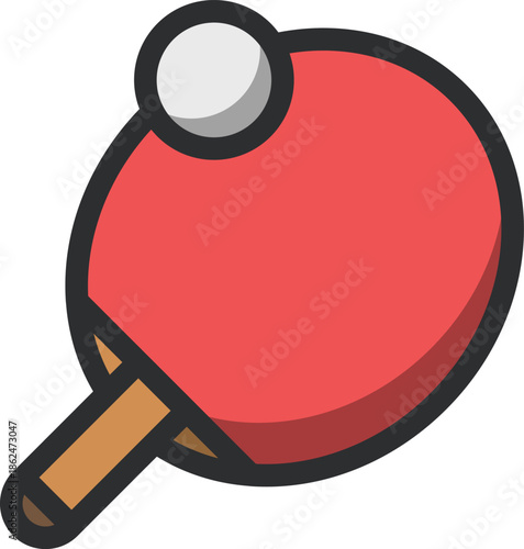 Vibrant vector illustration of a table tennis racket with a ball, symbolizing agility, competitive indoor sport, and active recreation