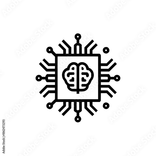 Ai brain chip technology vector illustration for artificial intelligence and machine learning concepts