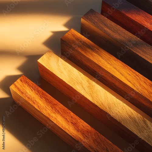 Richly textured wooden planks showcase natural grain patterns and warm, inviting tones bathed in soft, dramatic light, perfect for design inspiration.