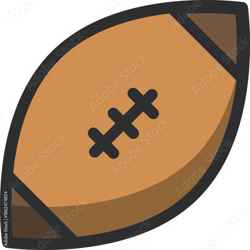 Stylized American Football Game Icon, Perfect for Sports Design Projects and Digital Graphic Assets. Vector Illustration of a Classic Football