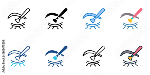 Eyeshadow icons set multiple style collection. Editable stroke 
