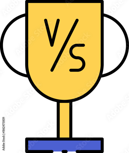 Stylized golden trophy icon with 'VS' symbol, representing competitive matchups, ultimate challenges, and hard-earned victories in any contest