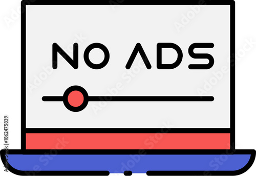 Seamless digital content experience on a laptop screen, represented by an icon indicating no advertisements or interruptions