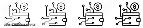 Digital Wallet Icon Set Different Style Collection
