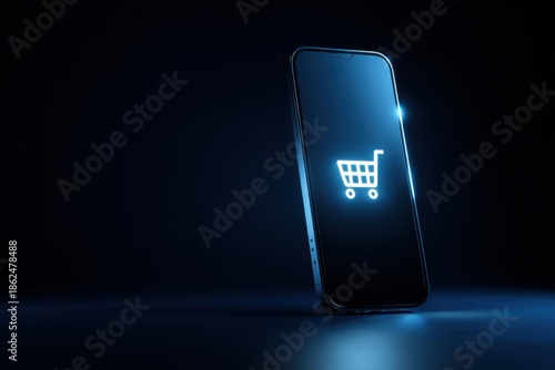 Smartphone with glowing shopping cart (1)