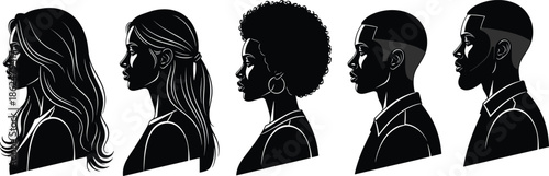 Large Collection of Black Silhouette Men and Women Dancing, Walking, Jumping, and Posing in Various Action Stances, Illustrating Freedom and Party Fun