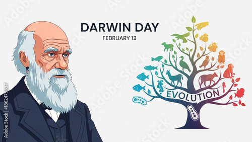 Charles Darwin Legacy and Evolution Science Awareness Vector