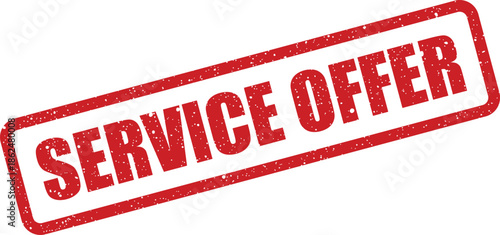 Distressed red rubber stamp with SERVICE OFFER text ideal for promoting special deals or discounts to customers