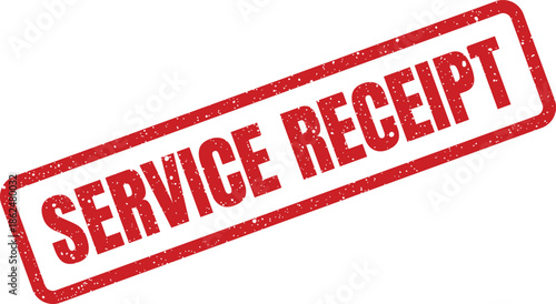 Distressed red rubber stamp with service receipt text for confirming financial transactions and payments