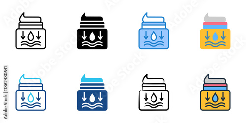 Moisturizer icons set multiple style collection. Editable stroke 
