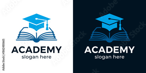 Illustration of an education logo design. Abstract graduation cap design inspired by a book icon symbol.