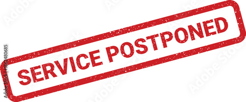 Distressed rubber stamp icon with the phrase service postponed, excellent for communicating rescheduling notifications or project delays and updates
