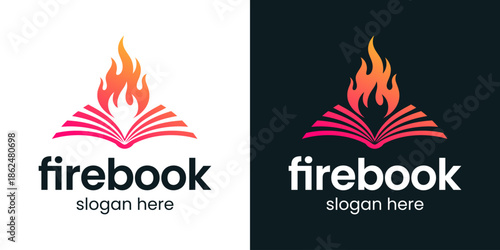 Illustration of a logo design for the spirit of education. Abstract book design inspired by the symbol of fire.