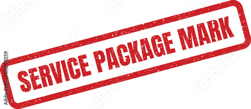 Gritty red rubber stamp mark showing Service Package Mark text, good for product offerings or bundled service visuals