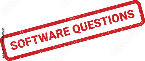 Grunge effect vector stamp displaying the phrase Software Questions for support queries or customer service communication