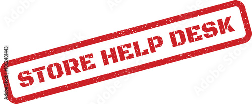 Grunge rectangular rubber stamp impression with the text Store Help Desk, clearly indicating a point of assistance or customer support