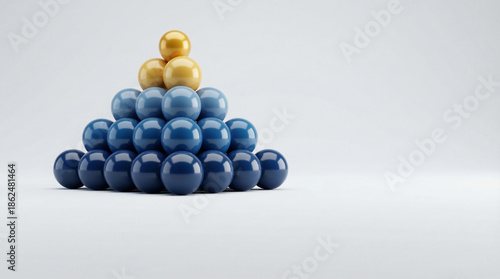 Strategic Business Growth, Golden Spheres Atop a Blue Pyramid, Representing Financial Planning and Professional Achievement