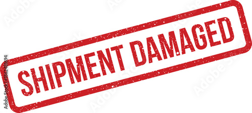 Grunge rubber stamp indicating a shipment has arrived damaged, suitable for logistics alerts