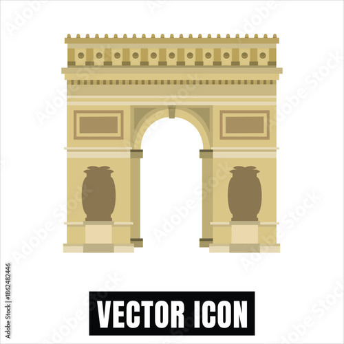 Arc de Triomphe Paris Flat Design Vector Illustration Icon Monument