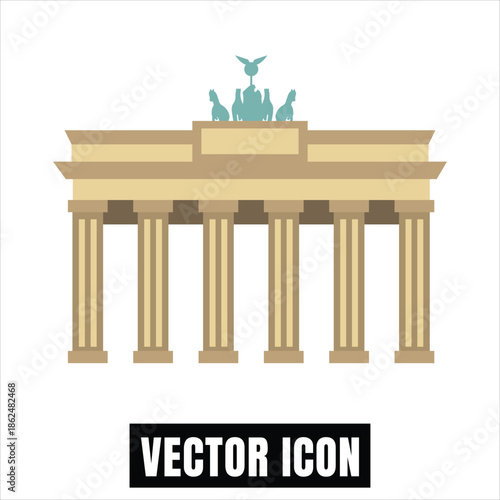 Brandenburg Gate landmark vector illustration, flat design icon with quadriga sculpture