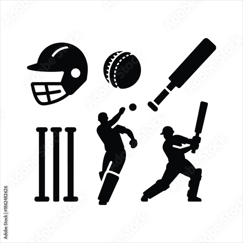 baseball player silhouette, cricket silhouettes