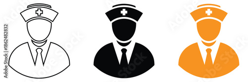 Medical professionals in modern healthcare settings,Female nurse icon. Female doctor medical staff icon. Healthcare symbol. Icon symbol compatible for medic consultation, surgeon, nurse, physician, 