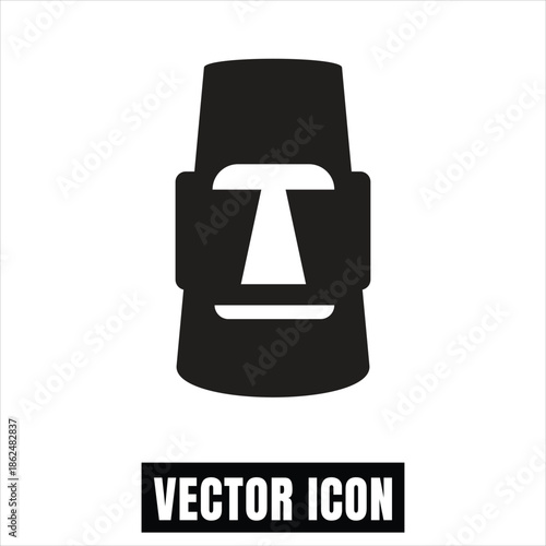Moai Statue Icon Vector Illustration Flat Design, Easter Island Head Symbol