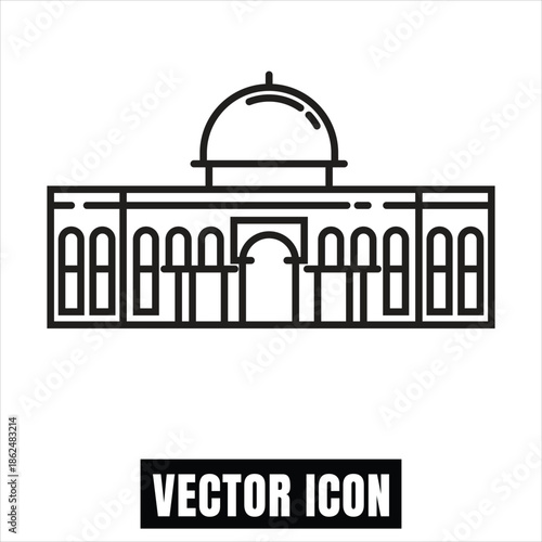 Mosque Landmark Icon, Islamic Architecture Vector Illustration, Flat Design
