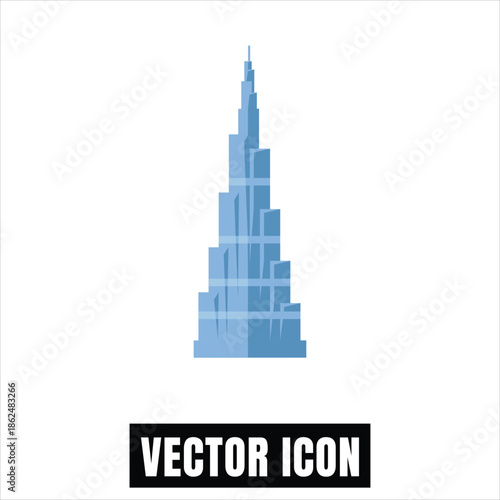 Modern Skyscraper Vector Illustration Flat Design Icon, Tall City Building