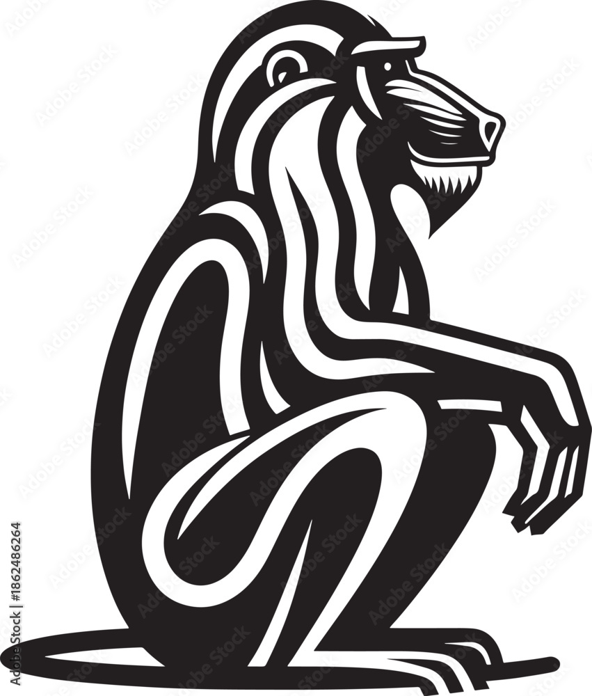 Obraz premium Black and white tattoo design featuring a tribal vector illustration of a wild lion and eagle head mascot symbol for a nature logo
