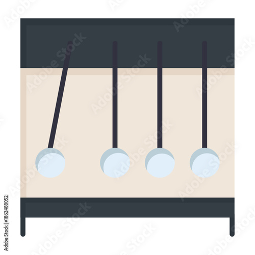 Newton's Cradle Illustration: The image captures a Newton's Cradle, demonstrating the laws of motion and energy transfer with swinging spheres.