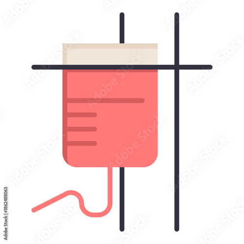 Intravenous Drip: a vector illustration shows a sterile medical device dispensing a saline solution. A symbol of healthcare.