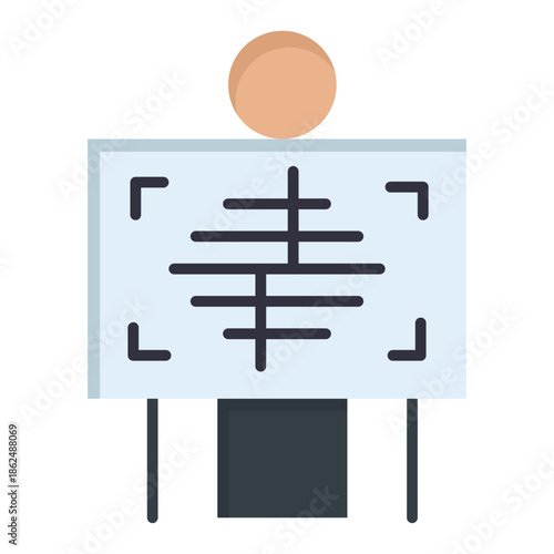 Medical X-Ray Imaging Illustration: A minimalistic illustration depicts a simplified human form undergoing a medical x-ray examination, highlighting the process of medical imaging.