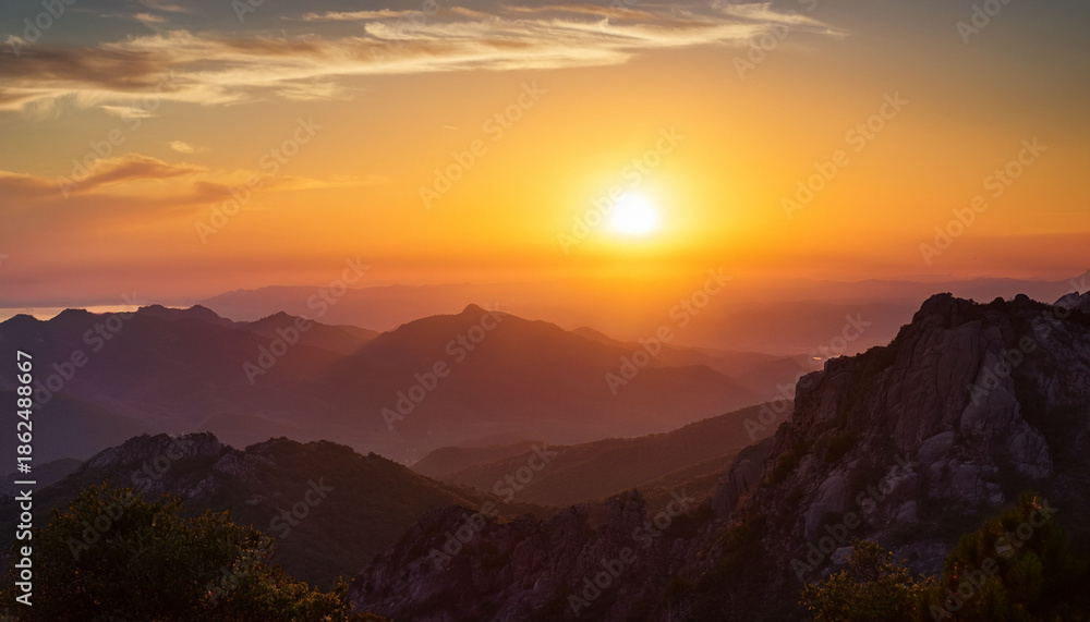 Fototapeta premium Sunset Over The Mountains Background