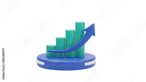 3D Bar Chart with Upward Arrow