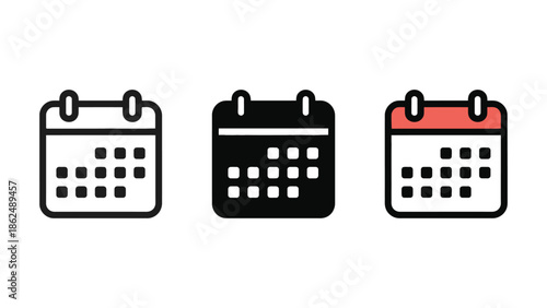 Three calendar icons are displayed in a row on a white background.