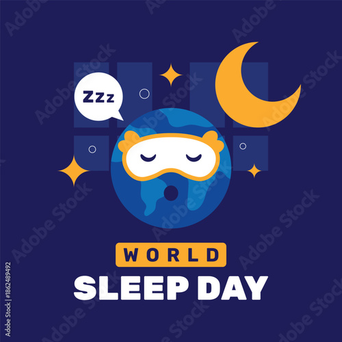 World sleep day flat illustration design event background