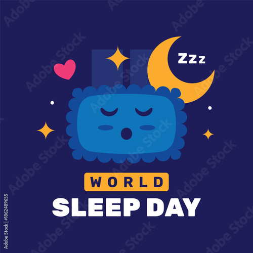 World sleep day flat illustration design event background