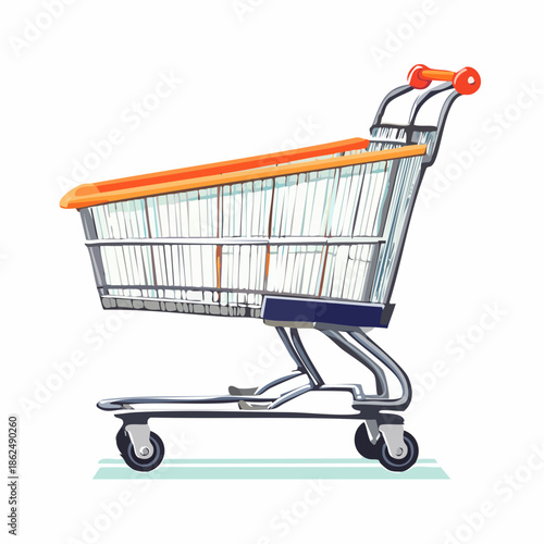 Single shopping cart vector icon, simple design, solid color fill, clean outline, commerce symbol