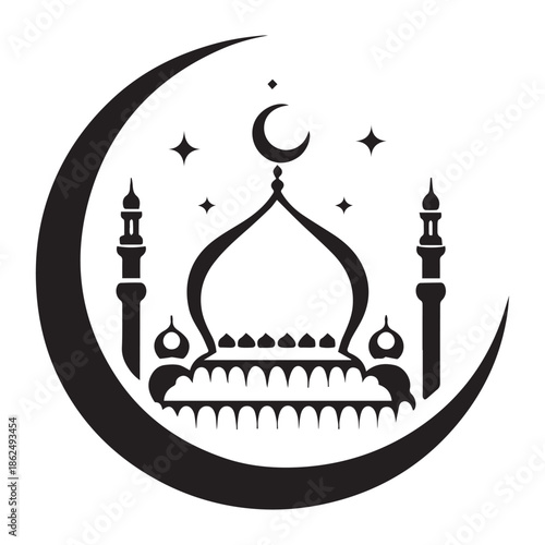 A simple Mosque icon silhouette vector illustration on white background.