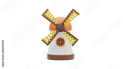 3D Rendered Cartoon Windmill Toy