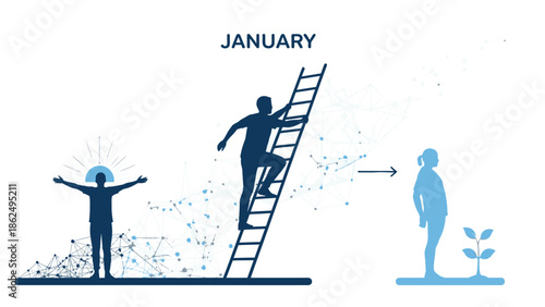 New year resolution and goal achievement through hard work