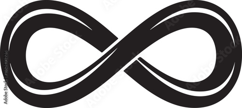 A stylized black infinity symbol on white