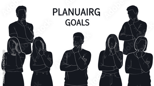Planning goals with team members in office environment
