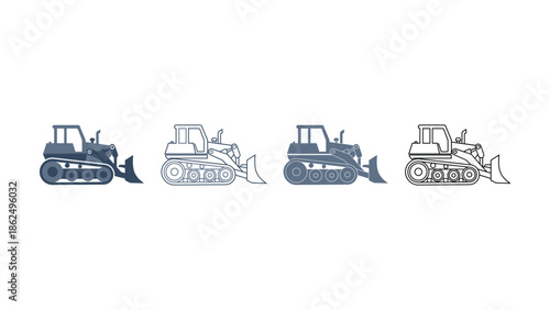 Construction Bulldozer Icon Set for Business and Industrial Branding