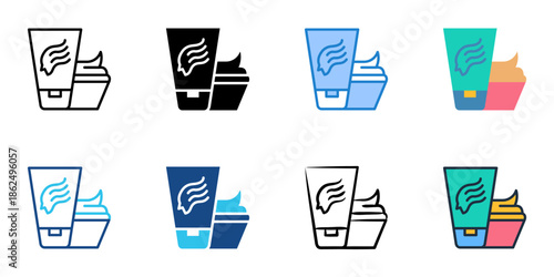 Conditioner icons set multiple style collection. Editable stroke 

